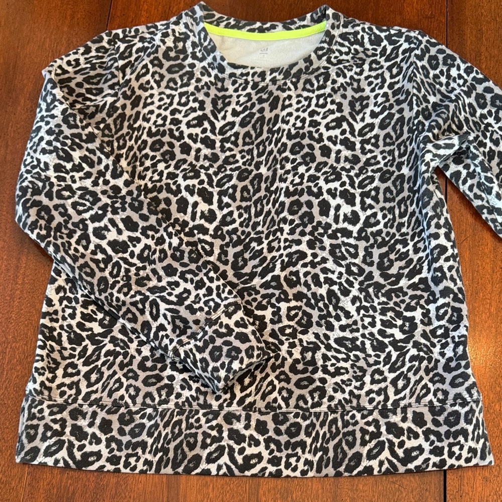 Ideology Black & Gray Leopard Sweater/Sweatshirt Ladies S